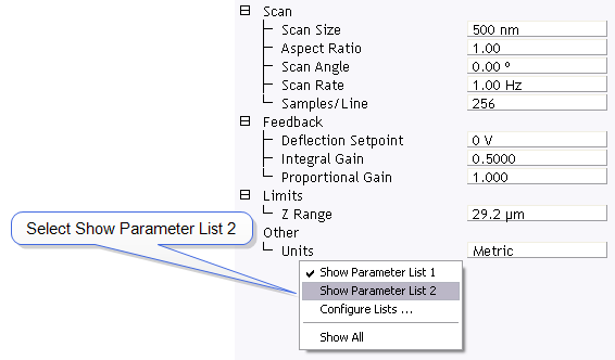 Listt Parameters Scan and Ramp Parameter Lists